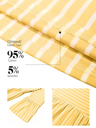 Ecavus Women's Maternity Shirt Striped Peplum 3/4 Sleeve Maternity Top - color: 05-yellow White Stripe, size: Medium