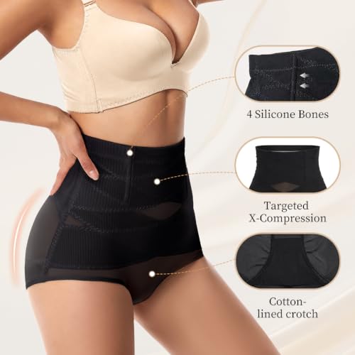 Womens Tummy Control Shapewear, High Waist Butt Lifter Panties - color: Black, size: Large