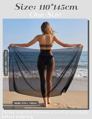 Ekouaer Women Sarong Swimsuit Beach Chiffon Bikini Wraps Sheer Coverups - color: Brown Gradient