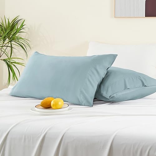 BEDELITE Pillow Cases Standard Size 2Pcs, Rayon from Bamboo, Haze Blue - color: Haze Blue, size: 2 Pack Standard(20"X 26")