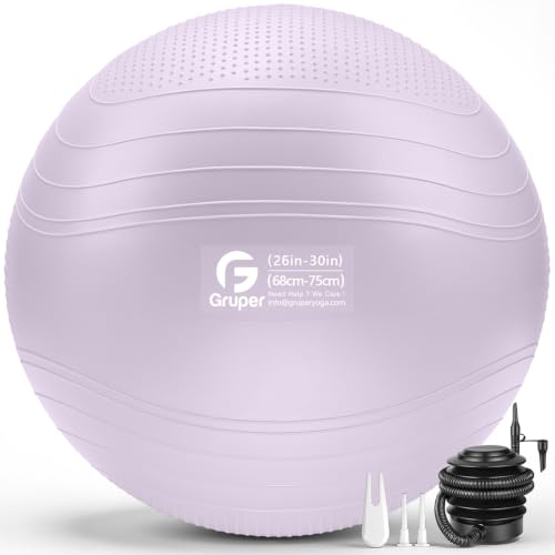 Gruper Yoga Ball, Extra Thick Non Slip Exercise Ball, 4 Sizes - color: Lavender, size: 30 Inch (75cm),xl