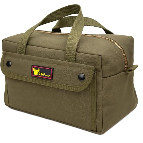 Waxed Canvas Compact Military Duffle Bag, 11 x 7 x 6 In, Water-Resistant - color: Olive Green