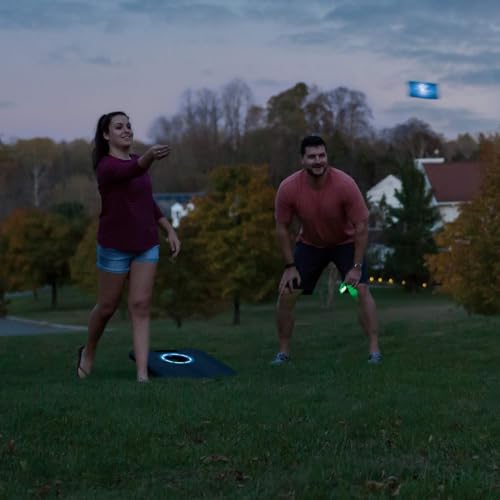 EastPoint Cornhole Set, 2 Targets, 8 Bean Bags, LED Lights, Outdoor Games - style: Light-Up Board - Black/Blue