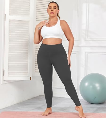 L-5XL Plus Size Butt Lifting Yoga Pants for Women with Pockets 25" - color: Grey, size: X-Large Plus