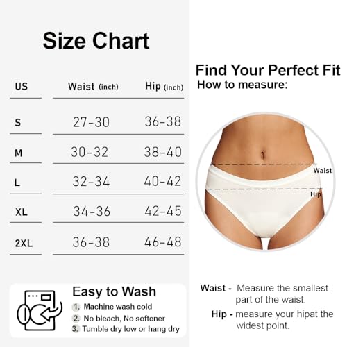 Battewa Leak Proof Underwear for Women Bikini Incontinence Panties 3C,S - color: Black-white-gray, size: Small