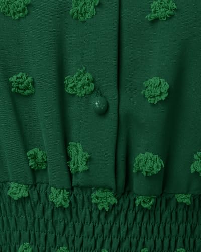 CzzzyL Women Nursing Dresses Cap Short Sleeve V Neck Swiss Dot with Pockets - color: Dreepgreen, size: Medium