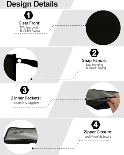 babygoal TSA Approved Black Clear Travel Organizer Bags 3 Pack - color: Black