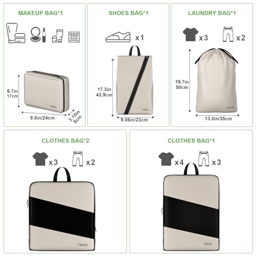 Compression Packing Cubes for Suitcases, UNTIFUL 6 Set Travel Organizer Cubes for Travel Essentials