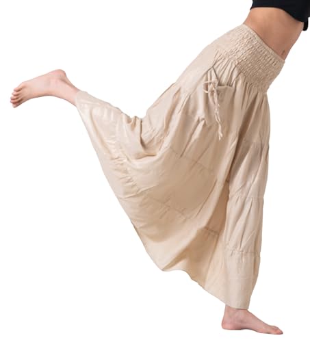 Long Skirts Tiered Maxi Boho Skirt - color: Beige, size: Small-Medium