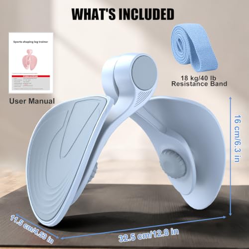 Pelvic Floor Exercise Devices 35lb Resistance Kegel Thigh Trainer with Band - color: Blue