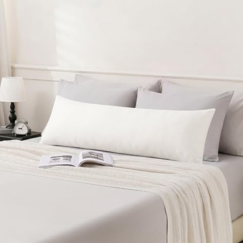 Oubonun Full Body Pillow for Side Sleeper, Adjustable Fluffy Long Pillow - color: Cream