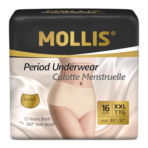 MOLLIS Disposable Period Underwear, Postpartum Panties, XXL, Beige, 16Ct - size: XXlarge(16 Count)