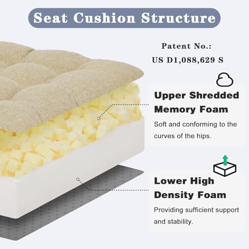 baibu Memory Foam Recliner Cushion with Lumbar Pillow, 20 x 20 x 5 in,Beige - color: Beige