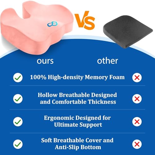 CushyOasis Seat Cushion, Office Chair Cushions, 5.28 in Thick (Pink) - color: Pink, size: X-Large