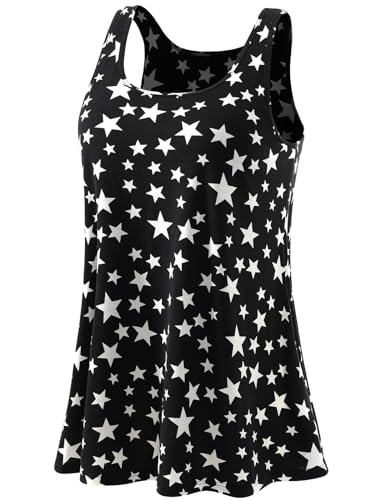 Rosyline Tank Top for Women with Built in Bra Flowy Swing Undershirt Tank Tops S-4XL - color: Star, size: Medium