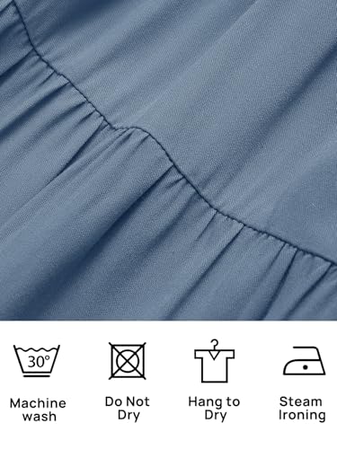 CzzzyL Women's Nursing Dress Smocked Bodice Ruched Midi with Pockets - color: Blue, size: Medium