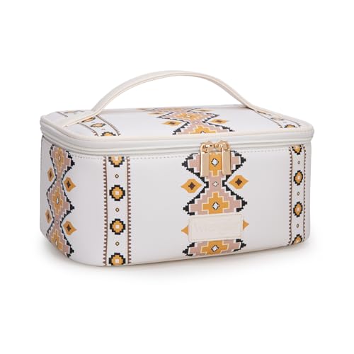 Wrangler Travel Makeup Bag 2pcs Set Cosmetic Bag with Makeup Brush Holder - color: Aztec-Tan
