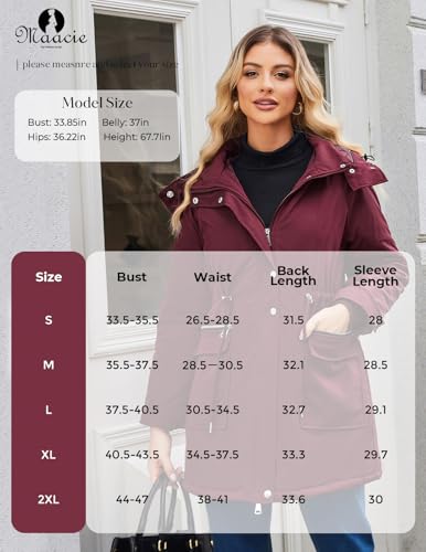 Maacie Maternity 3 in 1 Winter Coat Thicken Quilted Outwear with Pockets - color: Wine Red, size: X-Large