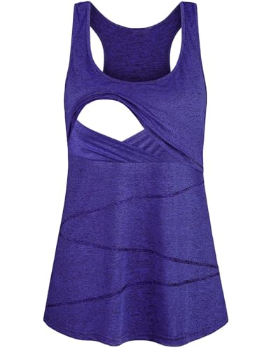 Joymom Maternity Summer Cool Sleeveless Nursing Tank Tops Breastfeeding Shirts - color: 33 Blue Purple, size: Medium