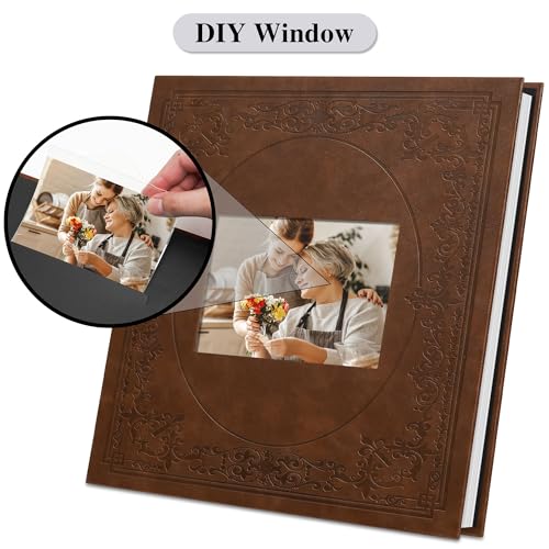 Vienrose Faux Leather Photo Album with Window 30 Sheets Reddish Brown - color: Reddish Brown, size: 30 Sheets/60 Pages