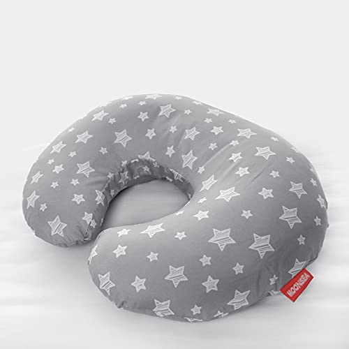 Nursing Pillow Cover for Baby Snug Fits Boppy Nursing Pillows - color: Grey Star