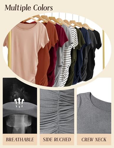 Happy.angel Women's Maternity Shirts Short Sleeve Pregnancy Top Tees - color: Light Grey, size: Large