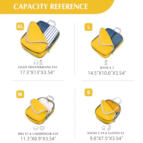 Gonex Compression Packing Cubes, 4-Piece Expandable Travel Organizers - color: 4-Apricot, size: 4 Set