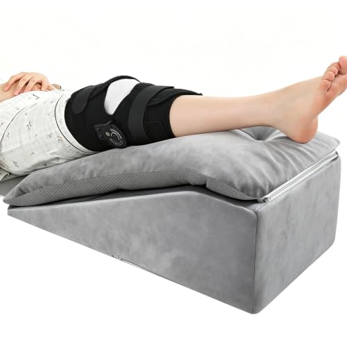 Leg Elevation Pillows for After Surgery, Height-Adjustable Knee Replacement Recovery Wedge Pillow for Single Leg with Removable Thick Soft Cushion for Hip Ankle Knee Relief Keep Leg Straight