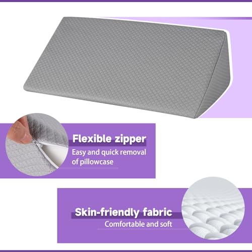 Small Wedge Pillow, Small Wedge Pillow for Sleeping - color: Grey-17.7"