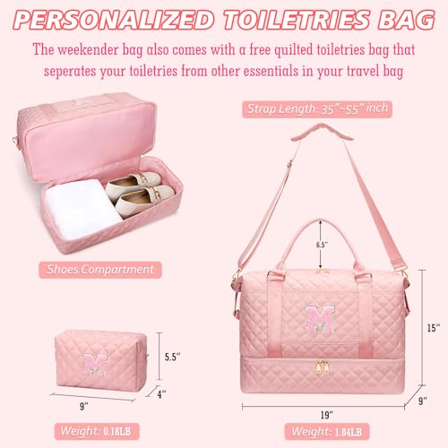 Gifts for 10 Year Old Girl-Monogram Overnight Bag(Pink,M) - color: Pink, style: M