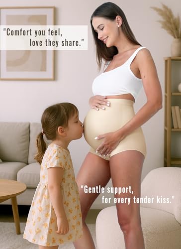Rnxrbb M-5XL Maternity Underwear Seamless Plus Size Over Bump Panties Cloth - color: Black+beige+pink, size: X-Large
