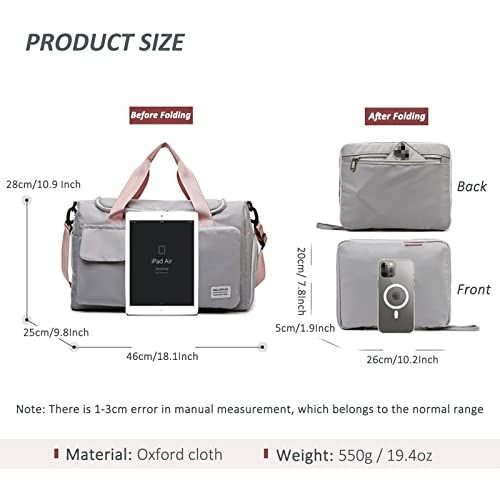 Travel Bag, Large Capacity Folding Travel Bag, Sports Gym Bag with Wet Pocket & Shoes Compartment, Foldable Travel Duffel Bag, Weekender Overnight Bag for Women and Man - color: Green