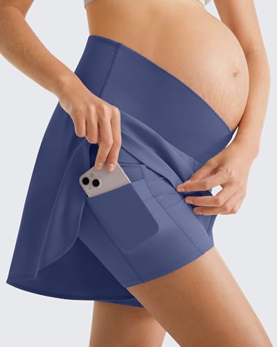 G4Free Chillwhisp Maternity Athletic Shorts Cross Waist Pregnancy Shorts - color: Dusky Purple, size: Small