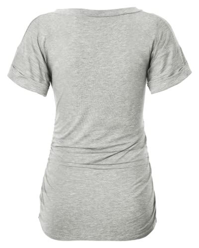 Rnxrbb 3 PCS Short Sleeve Maternity Shirts Summer Pregnancy Tops Clothes - color: 4-pink&black&gray, size: Small