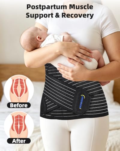 Abdominal Binder Post Surgery Postpartum Belly Band, C-section Belly Binder, Girdle for Postnatal, Adjustable Belly Wrap, Stomach Compression Hernia Belt For Men or Women After Pregnancy, Hysterectomy - color: Black, size: Standard S/M
