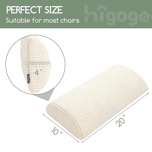 HIGOGOGO Lumbar Support Pillow for Recliner Chair/Accent Chair/Couch, Memory Foam Back Support Cushion for Elderly, Recliner Cushions for Back Rest, Pain Relief, Reading, Washable Cover, Beige - color: Beige, size: 20"x10"x4"