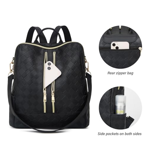 Makes Backpack Purse for Women PU Leather Casual Backpack Daily Travel Bag - color: Black Square