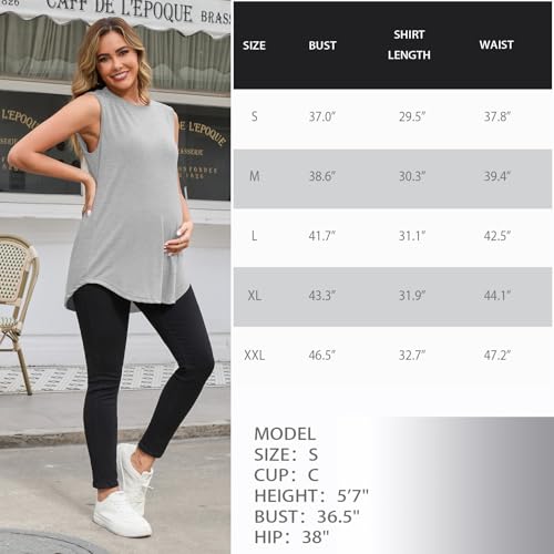 GINKANA 3 Pack Maternity Tank Tops Sleeveless Pregnancy Shirts Clothes - color: Black/Grey/White, size: Small