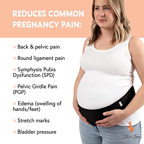 Jill & Joey Maternity Belt - Belly Band for Pregnant Women - Back Brace & Belly Support - Pregnancy Must-Have - Back Pain Relief (Black, Medium) - color: Black, size: Medium