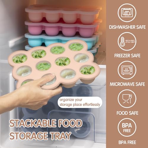 Silicone Freezer Tray with Clip-on Lid, 1.5oz x 12 Pods (Brown) - color: Light Brown (12 x 1.5 OZ)
