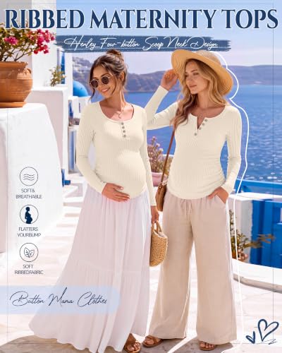 Maternity Long Sleeve Shirt Pregnancy Top - color: Apricot, size: XX-Large