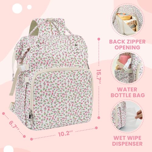 Diaper Bag Backpack,Baby Diaper Bag for Mom,Large Capacity Travel Nappy Bag - color: Pink