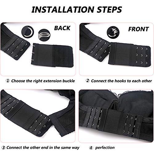 12 Pieces Flexible Bra Extender Strap 2/3/4/5 Hooks 3 Rows Adjustable Elastic Bra Band Extension for Women, Black/White/Beige