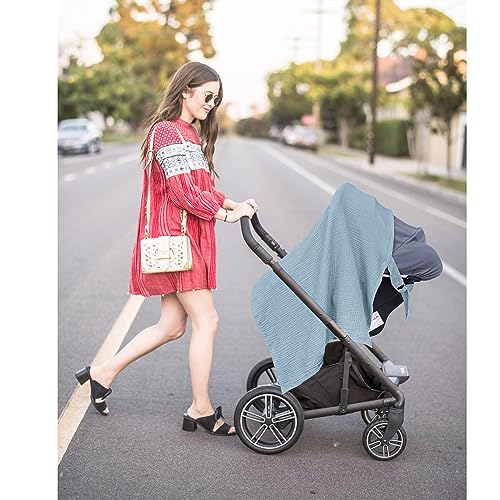 Konssy Muslin Nursing Cover Up for Breastfeeding with Rigid Hoop - color: Blue