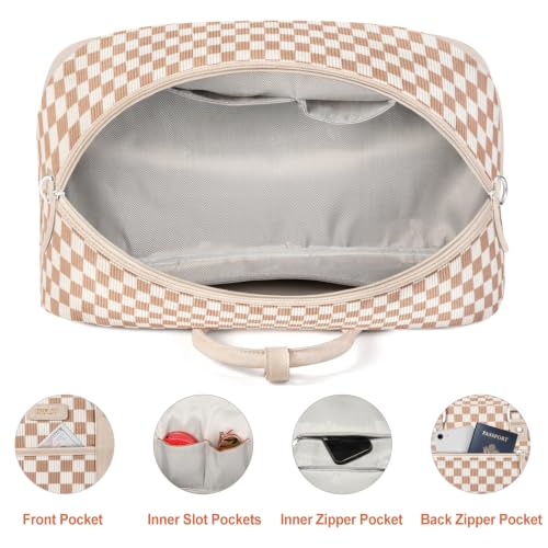 IBFUN Weekender Bags for Women, 3PCS Travel Set with Shoe Compartment 21.6 - color: A15-khaki+checkered