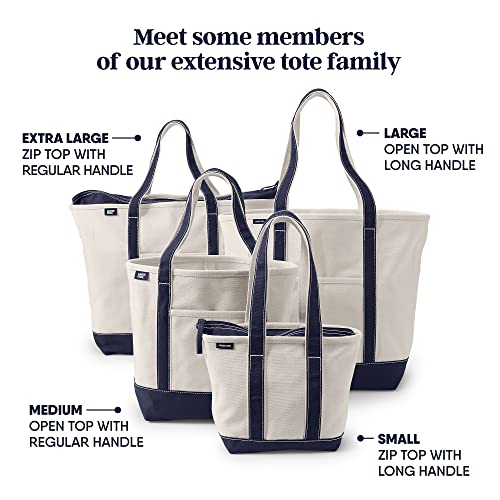 Lands' End Zip Canvas Tote - color: Natural/Radiant Navy, size: Large Long Handle