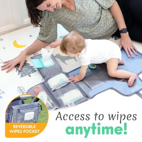 Kopi Baby Portable Diaper Changing Pad with Wipes Pocket, Premium Grey - color: Grey, size: Premium