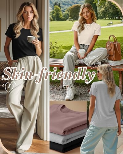 Oakgarden 4 Pack Nursing Breastfeeding Shirts - color: Cream, Dusty Purple, Light Gray, Black, size: Medium
