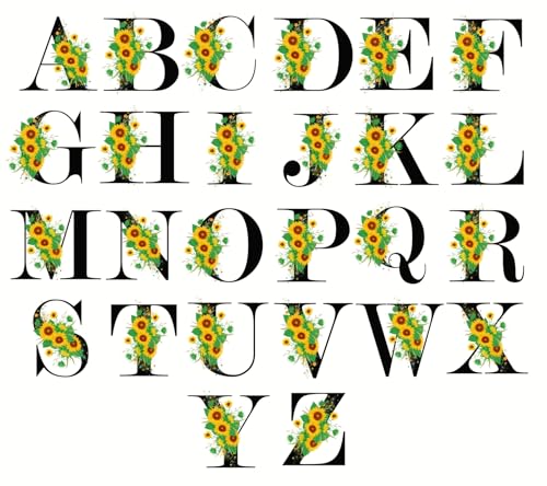 Andeiltech Initial Canvas Tote Bag Sunflower Letter Personalized Makeup Bag Monogrammed Gift for Bridesmaids Birthday Wedding - color: Sunflower Letter_v
