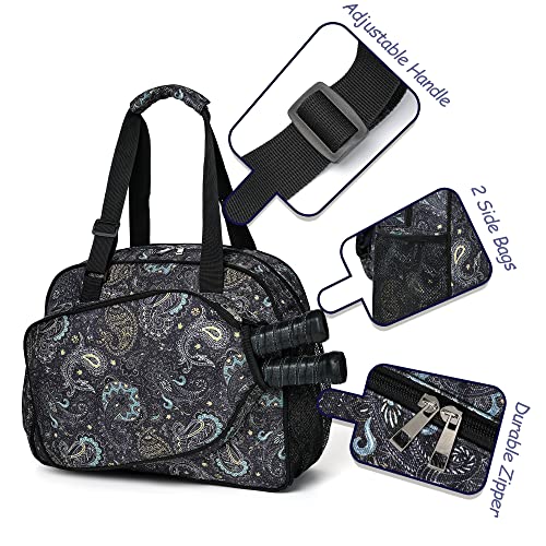 Boulder Bee Pickleball Tote Bag for Women with Paddle Holder - color: Brown cashew flower